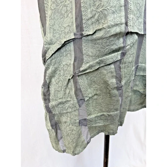 KRISTA LARSON Celdon Green Striped Damask Pinafore Dress OS #1-0153 - Picture 7 of 10